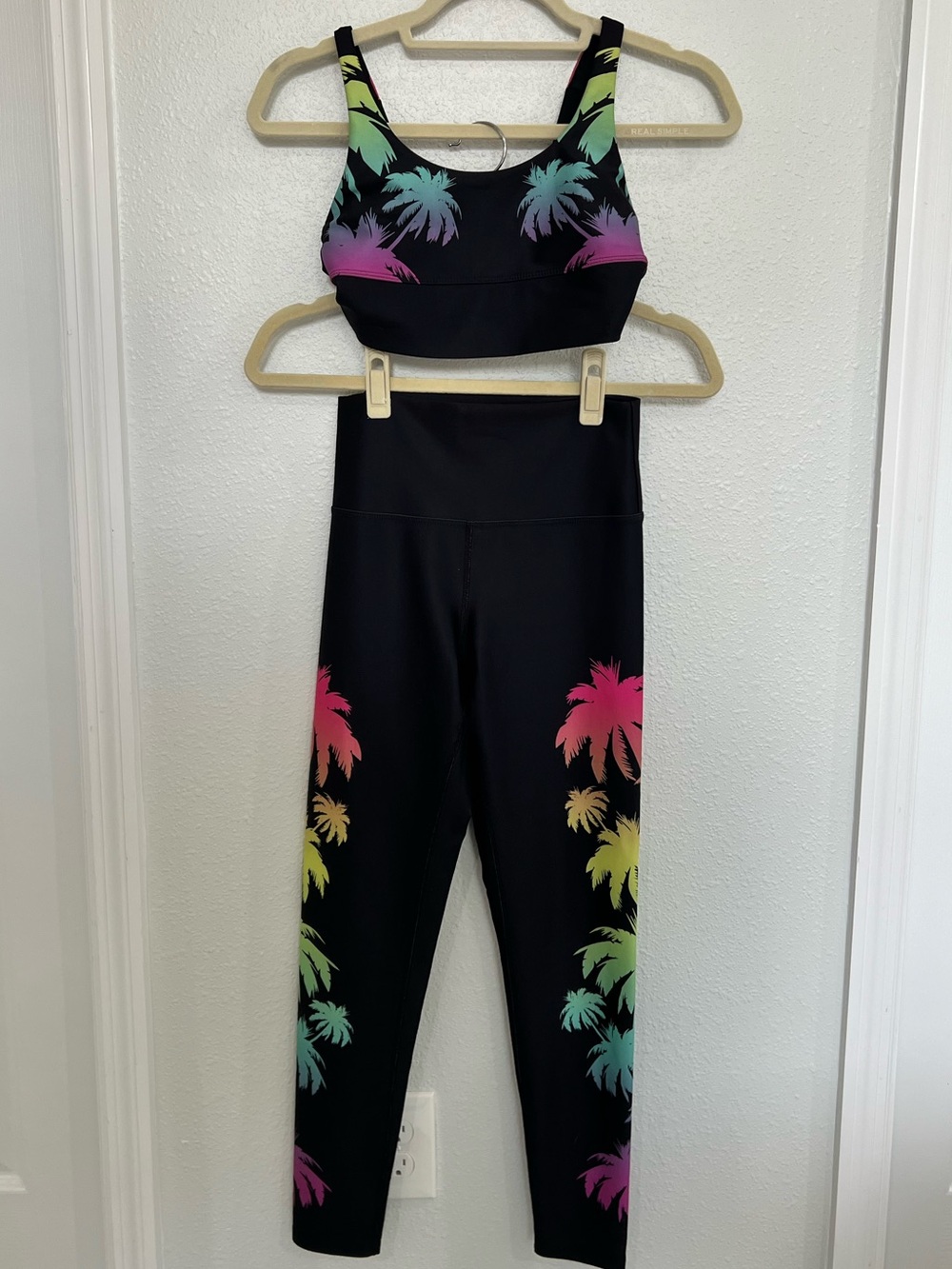 Beach Riot Tropical Palm Print Sports Bra & Leggings Matching Set